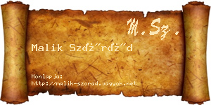 Malik Szórád névjegykártya